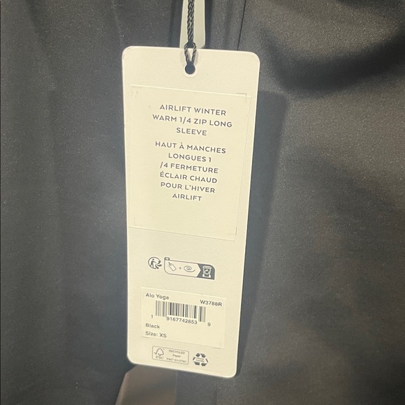 ALO Airlift Winter Warm 1/4 Zip Long Sleeve NWT XS Black Compression Ski Fleece - Picture 8 of 10
